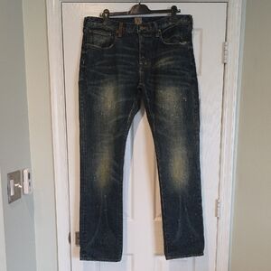 PRPS Blue Straight Leg Jeans with Vintage Distressing